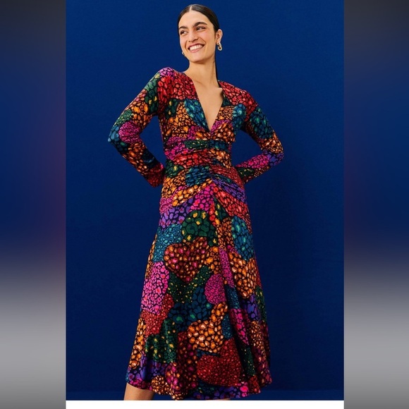 Farm Rio Rainbow Hearts Midi Dress in Lenzing™ Ecovero™ Viscose - Picture 1 of 8